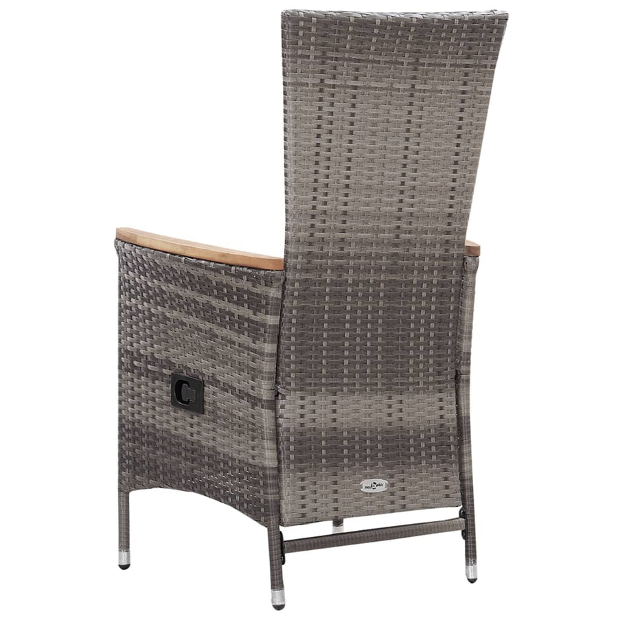 3-Delige Loungeset Met Kussens Poly Rattan Grijs Zonder voetensteun