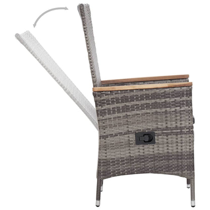 3-Delige Loungeset Met Kussens Poly Rattan Grijs Zonder voetensteun