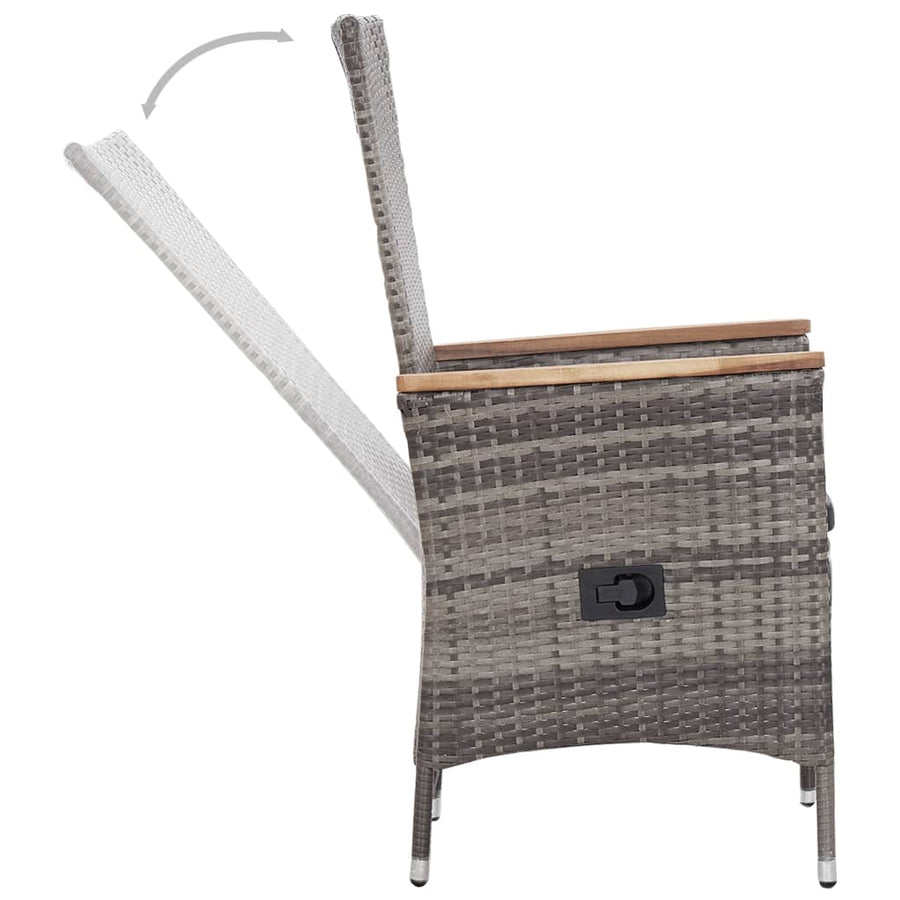 3-Delige Loungeset Met Kussens Poly Rattan Grijs Zonder voetensteun