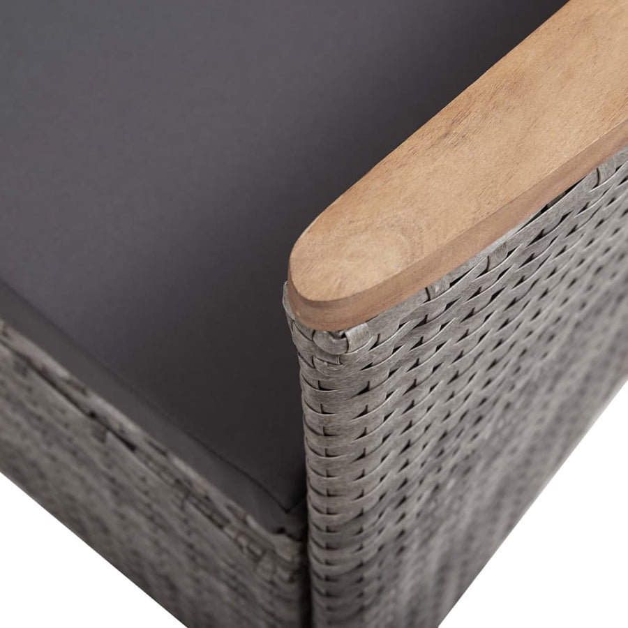 3-Delige Loungeset Met Kussens Poly Rattan Grijs Zonder voetensteun