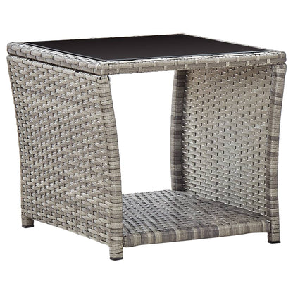 3-Delige Loungeset Met Kussens Poly Rattan Grijs Zonder voetensteun