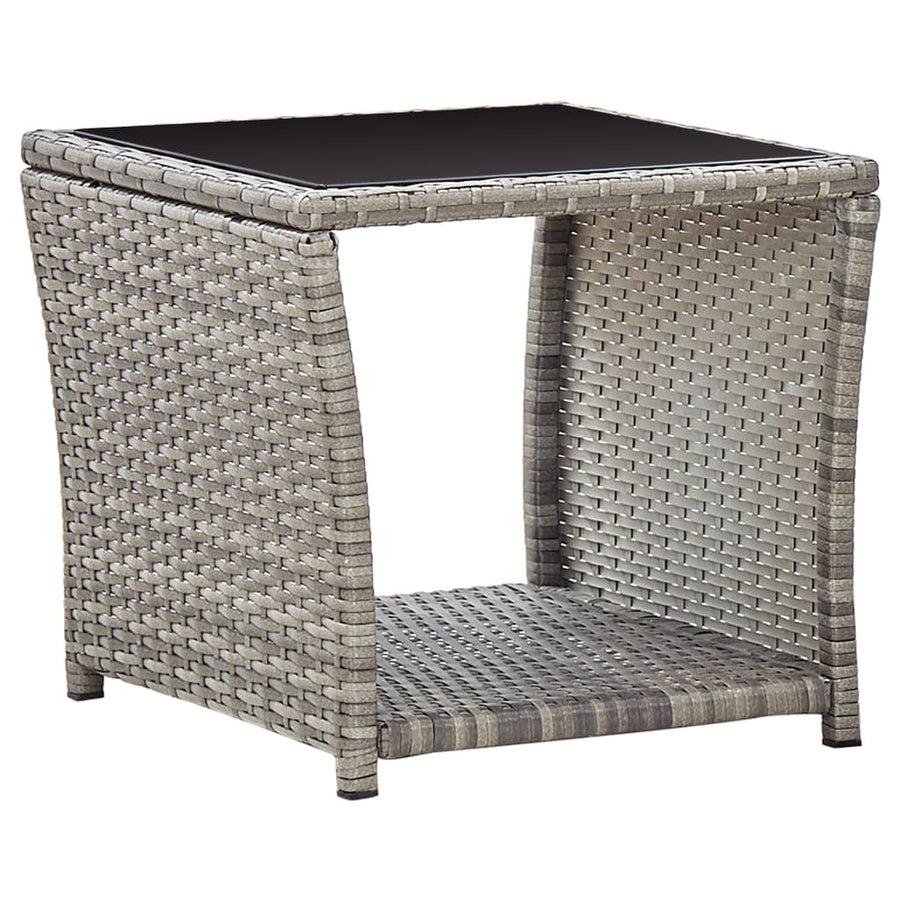 3-Delige Loungeset Met Kussens Poly Rattan Grijs Zonder voetensteun