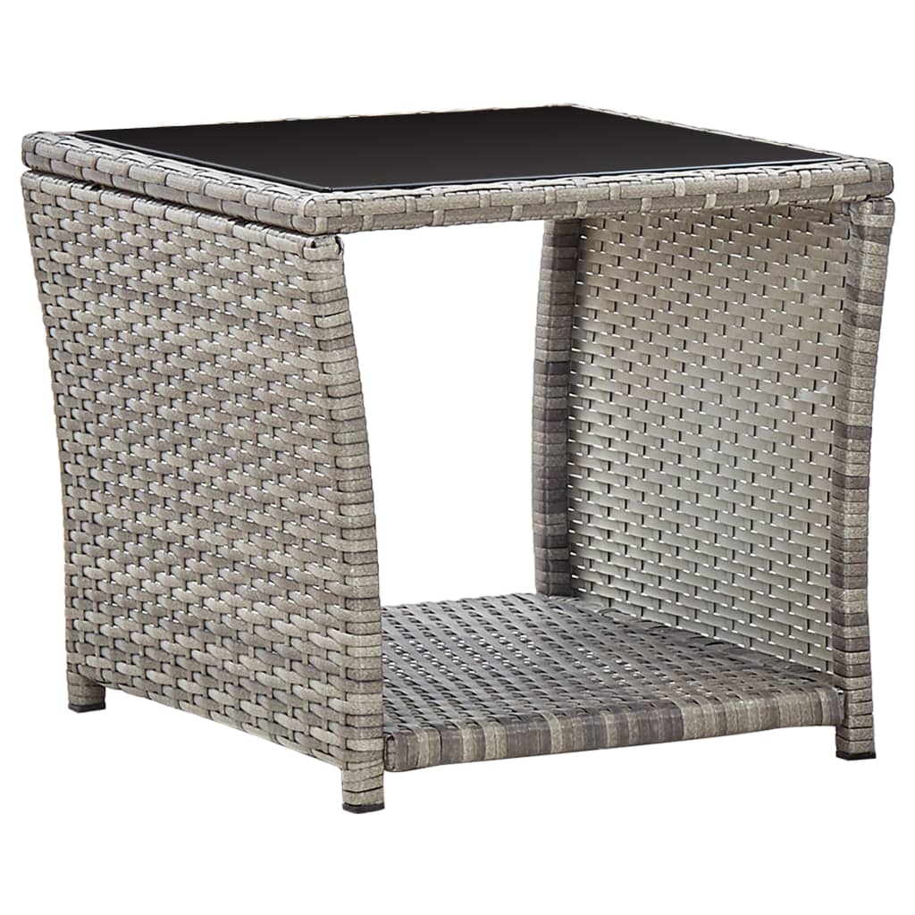 3-Delige Loungeset Met Kussens Poly Rattan Grijs Met voetensteun