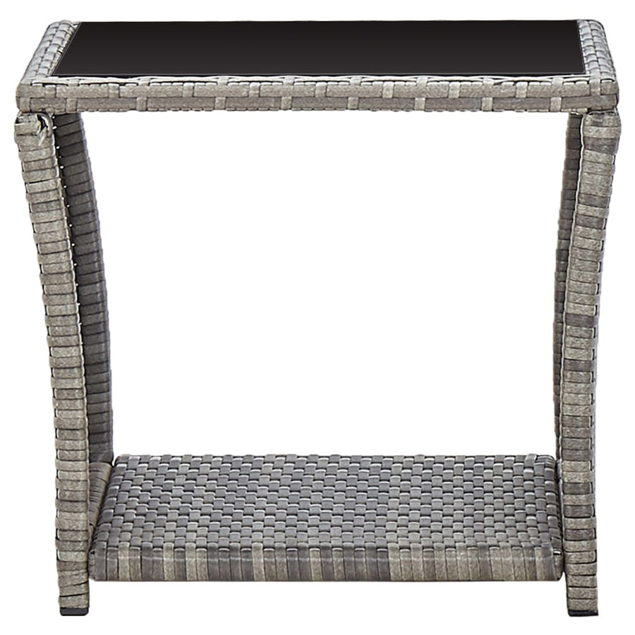 3-Delige Loungeset Met Kussens Poly Rattan Grijs Met voetensteun