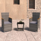 Loungeset 3-delig poly rattan grijs