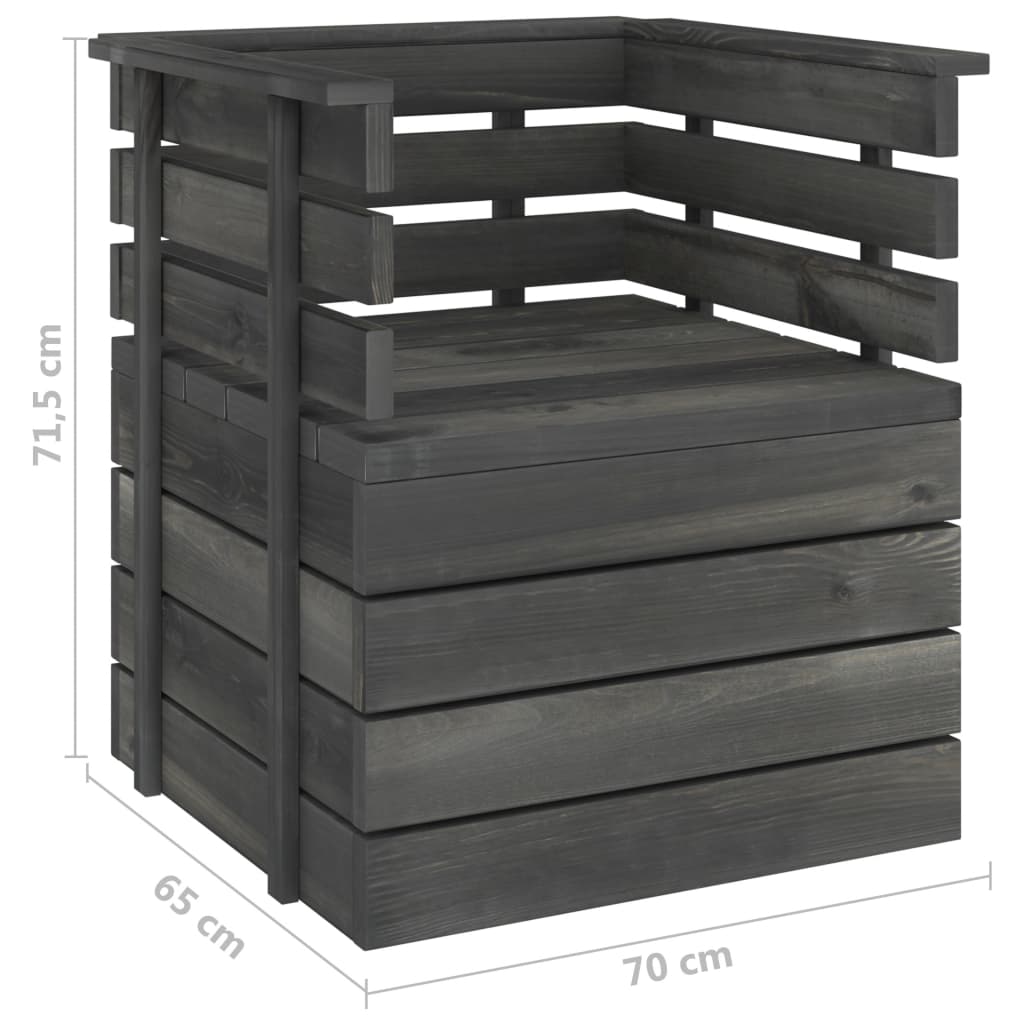 Tuin Pallet Massief Grenenhout Donkergrijs Fauteuil