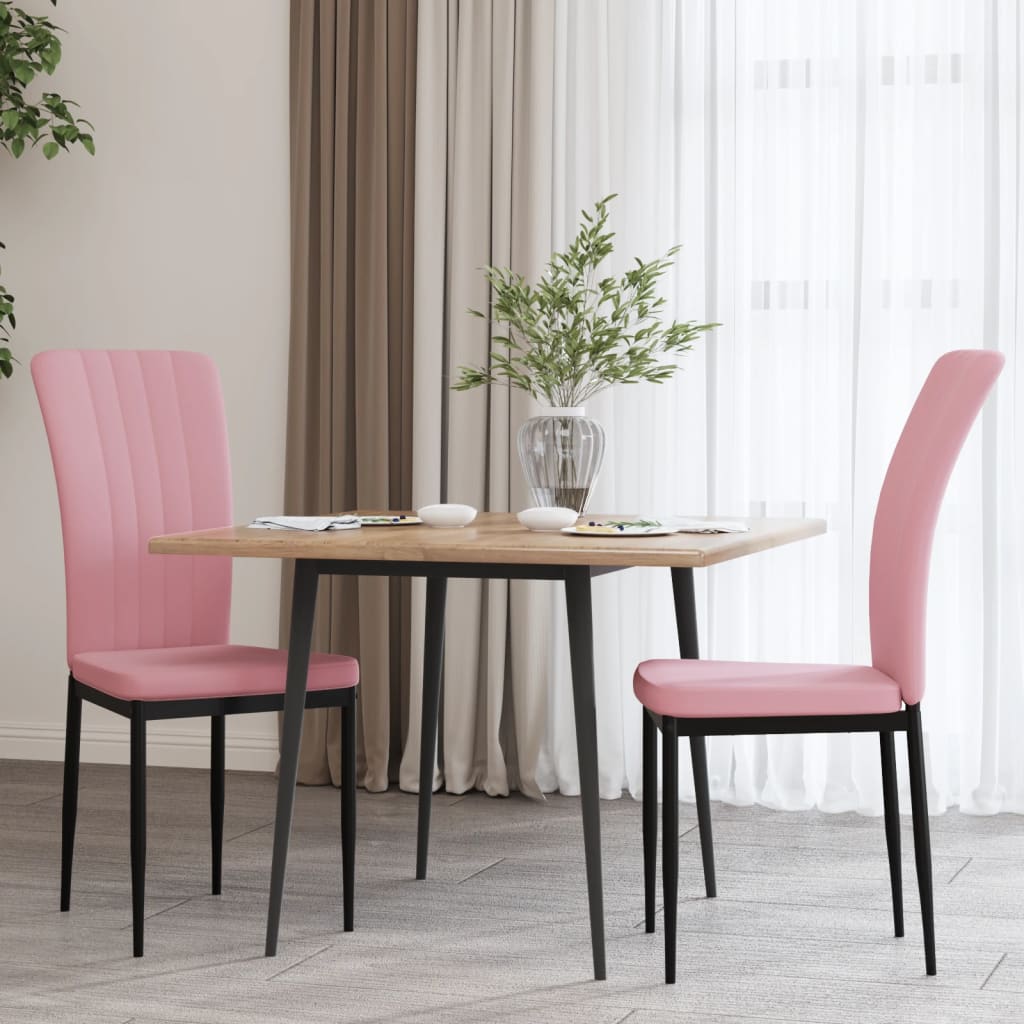 Eetkamerstoelen 2 st fluweel roze 2 Roze