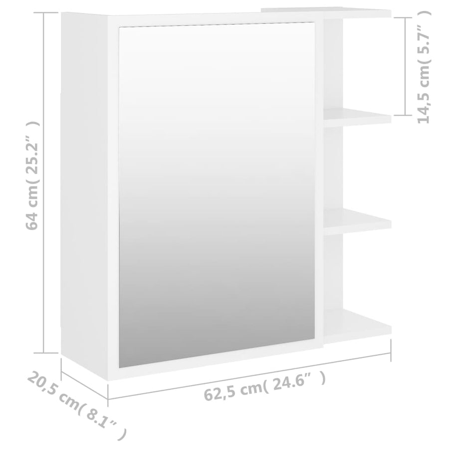 Badkamerspiegelkast 62,5X20,5X64 Cm Bewerkt Hout Wit