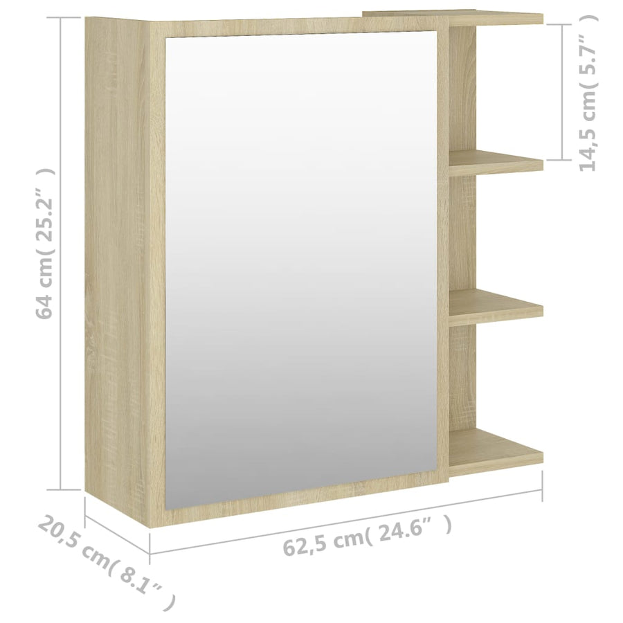 Badkamerspiegelkast 62,5X20,5X64 Cm Spaanplaat Sonoma eiken