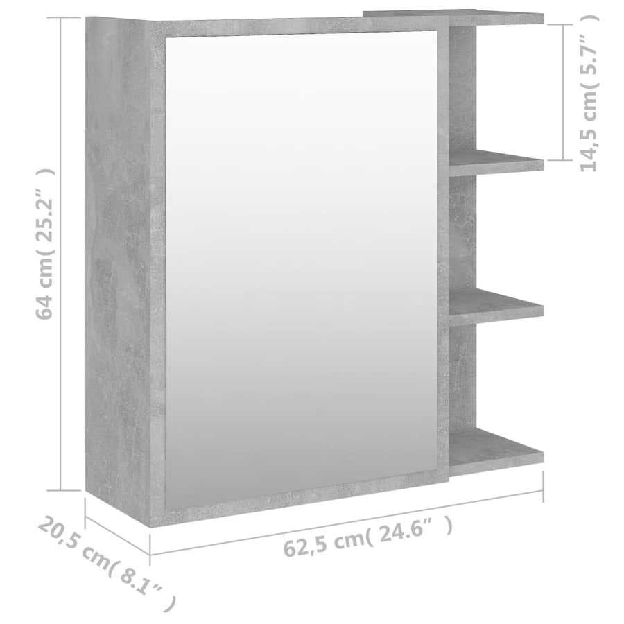 Badkamerspiegelkast 62,5x20,5x64 cm spaanplaat betongrijs Betongrijs