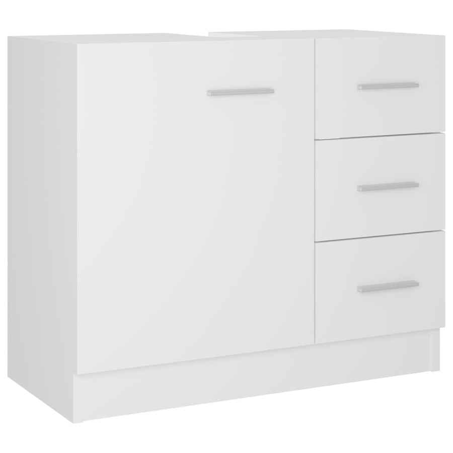 Wastafelkast 63x30x54 cm bewerkt hout wit Wit