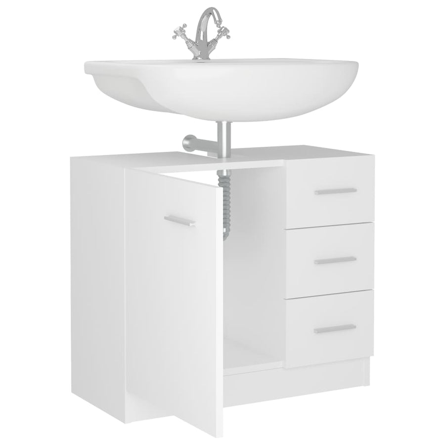 Wastafelkast 63x30x54 cm bewerkt hout wit Wit
