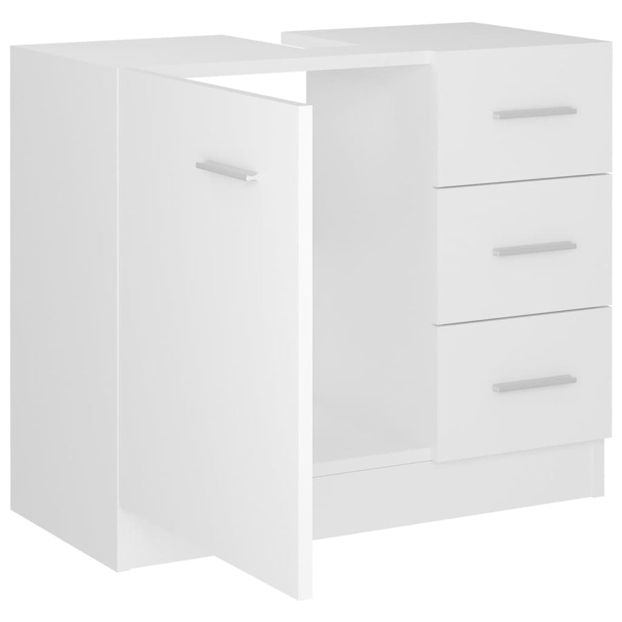 Wastafelkast 63x30x54 cm bewerkt hout wit Wit