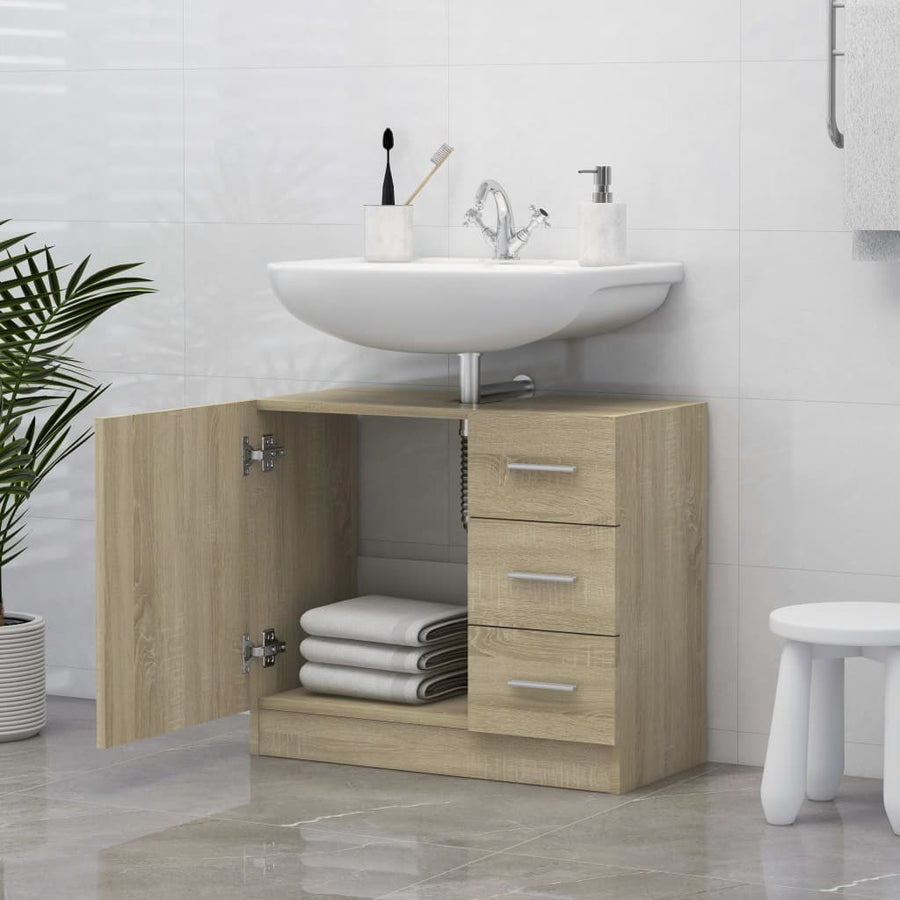 Wastafelkast 63x30x54 cm spaanplaat sonoma eikenkleurig Sonoma eiken