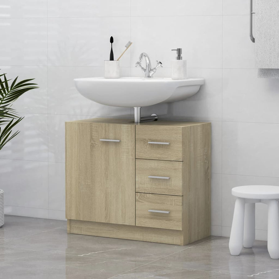 Wastafelkast 63x30x54 cm spaanplaat sonoma eikenkleurig Sonoma eiken