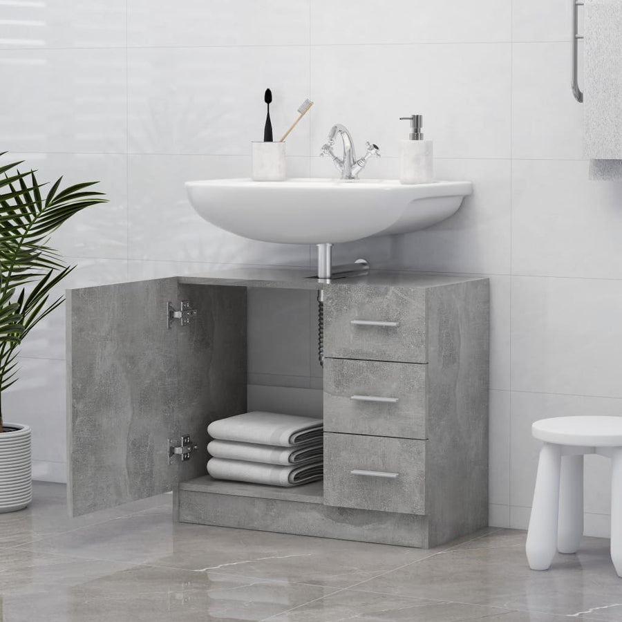 Wastafelkast 63x30x54 cm spaanplaat betongrijs Betongrijs