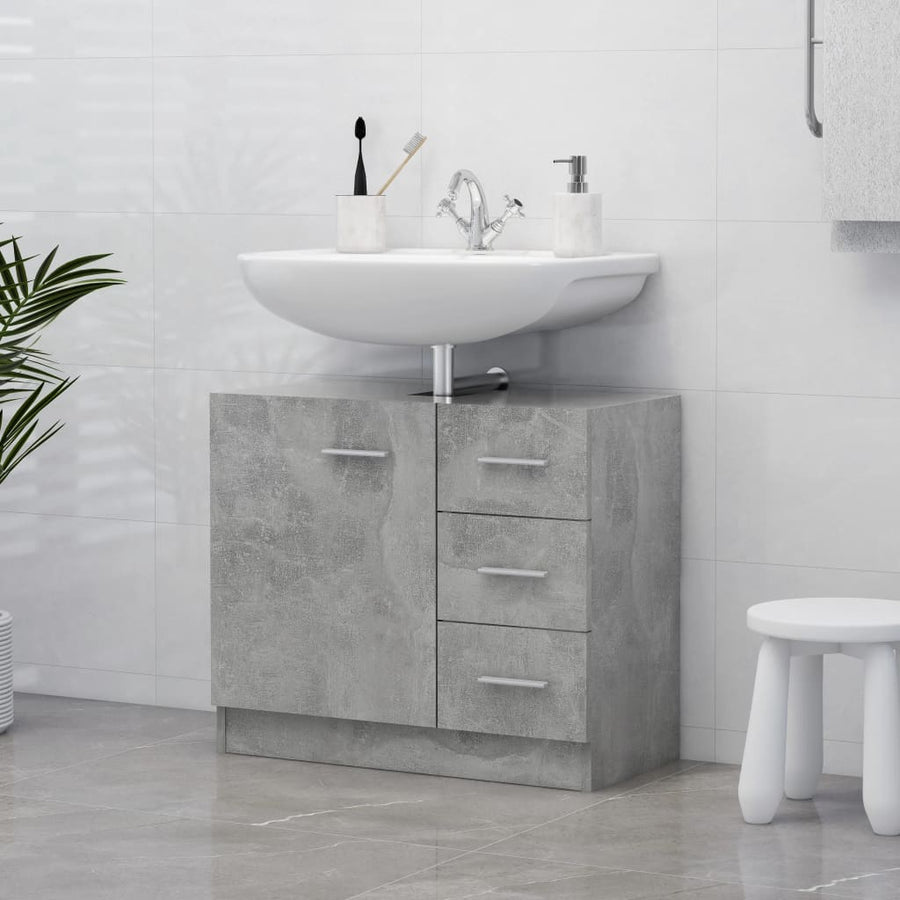 Wastafelkast 63x30x54 cm spaanplaat betongrijs Betongrijs
