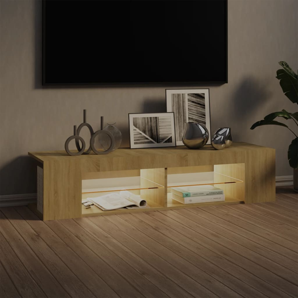 Tv-Meubel Met Led-Verlichting 35X39X30 Cm Kleurig Sonoma eiken