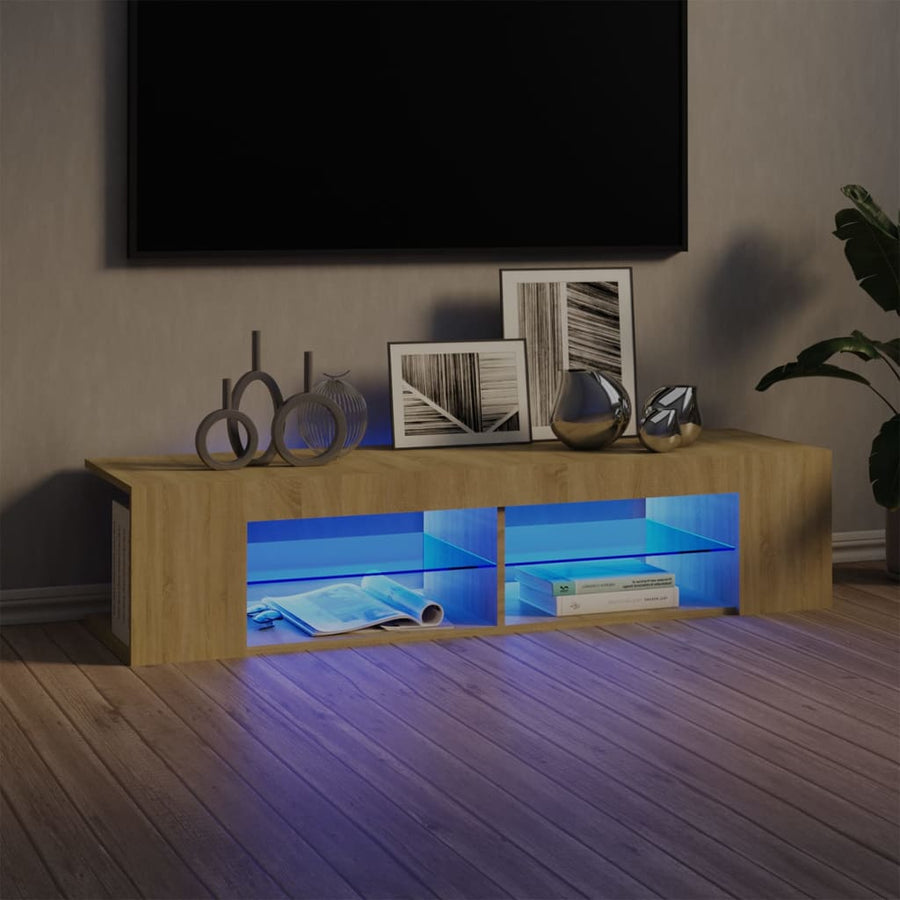 Tv-Meubel Met Led-Verlichting 35X39X30 Cm Kleurig Sonoma eiken