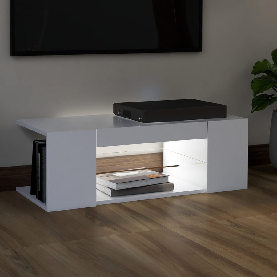 Tv-Meubel Met Led-Verlichting 90X39X30 Cm Wit
