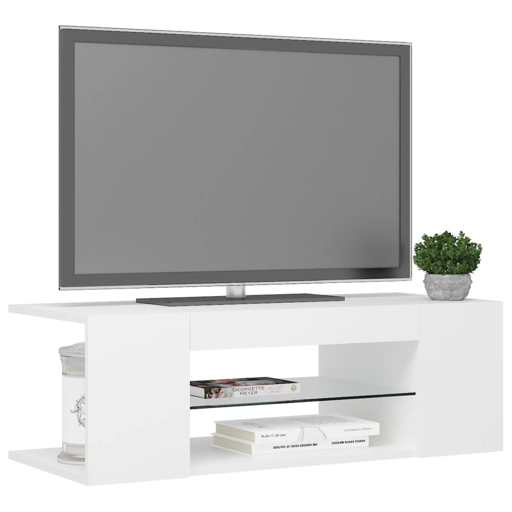 Tv-Meubel Met Led-Verlichting 90X39X30 Cm Wit