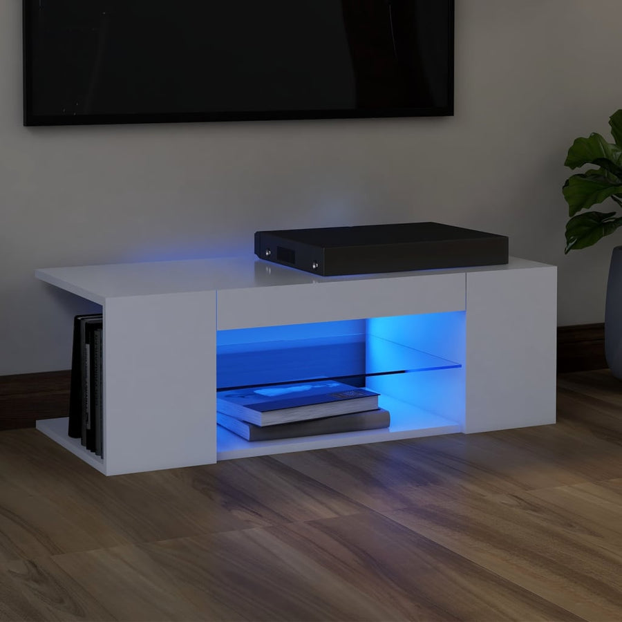 Tv-Meubel Met Led-Verlichting 90X39X30 Cm Wit