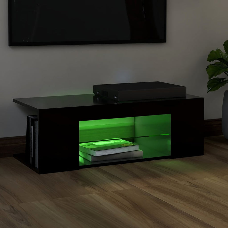 Tv-Meubel Met Led-Verlichting 90X39X30 Cm Zwart