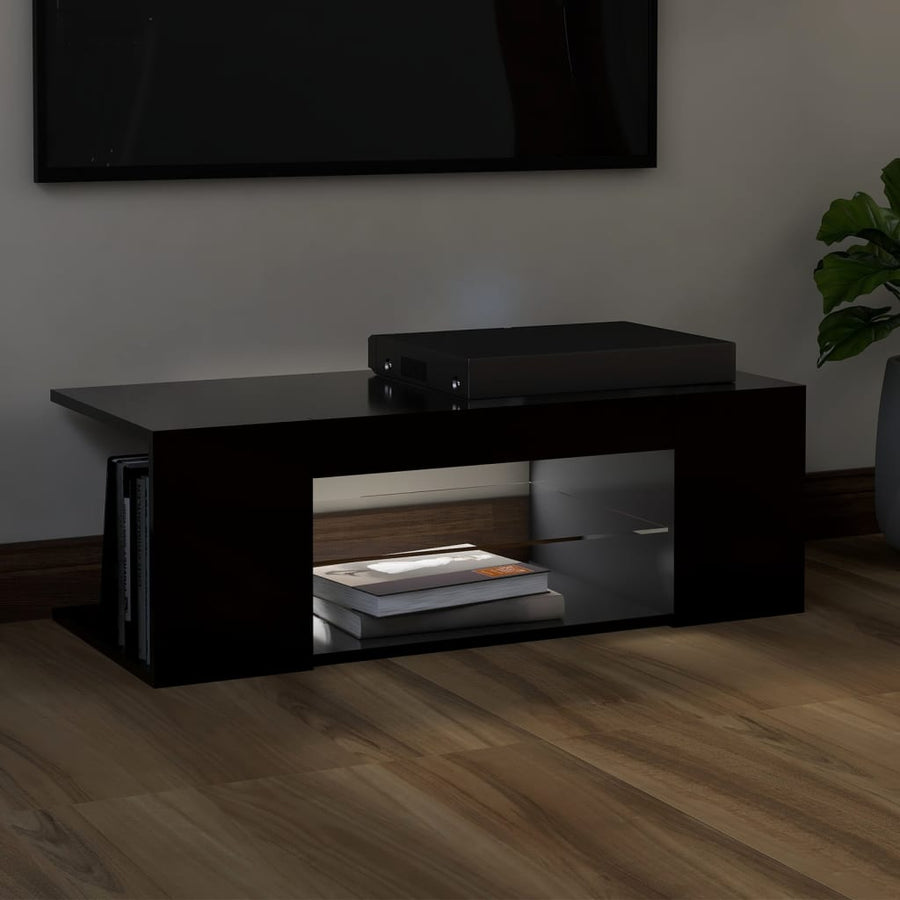 Tv-Meubel Met Led-Verlichting 90X39X30 Cm Zwart
