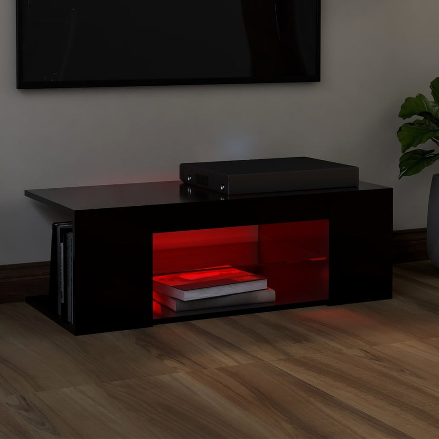 Tv-Meubel Met Led-Verlichting 90X39X30 Cm Zwart