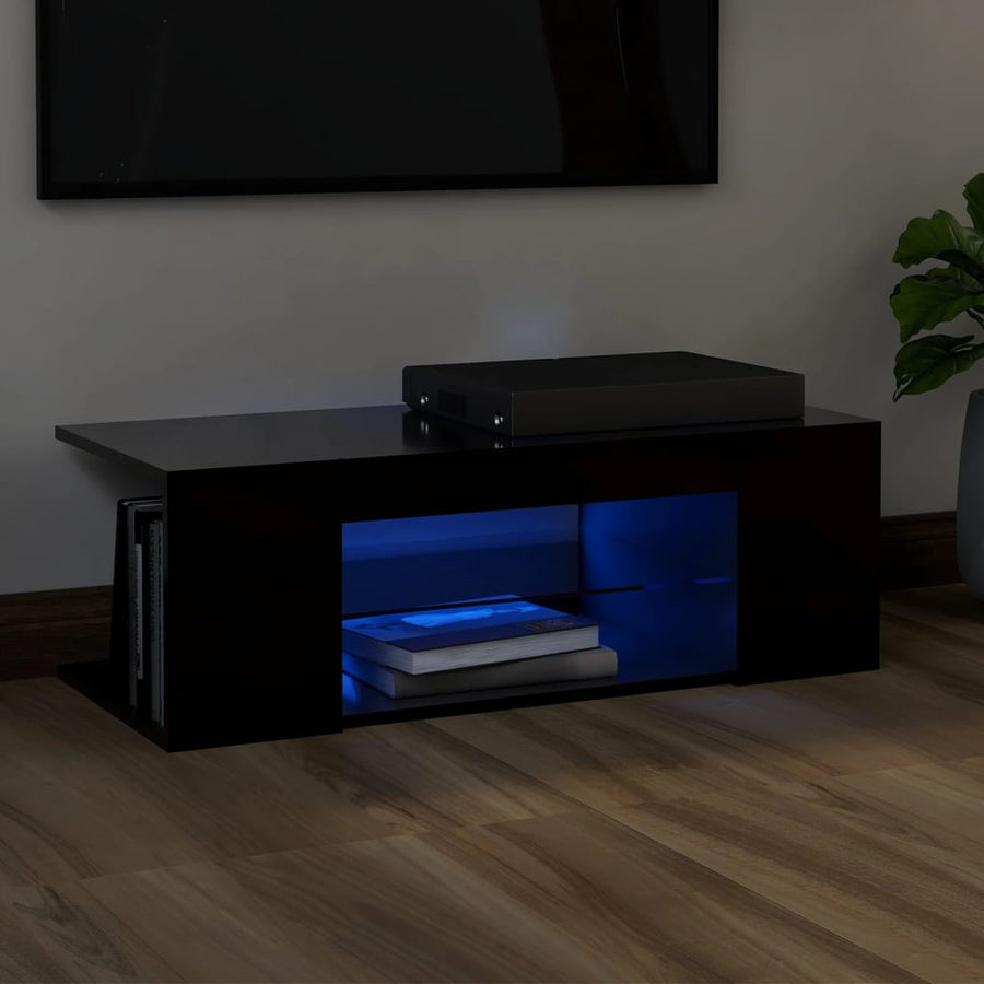 Tv-Meubel Met Led-Verlichting 90X39X30 Cm Zwart