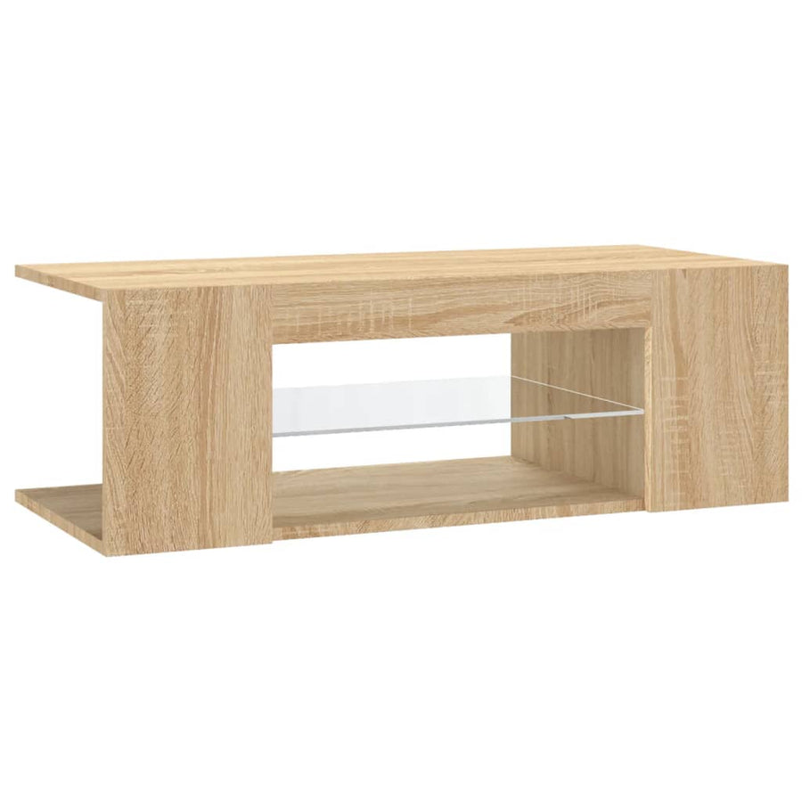 Tv-Meubel Met Led-Verlichting 90X39X30 Cm Kleurig Sonoma eiken