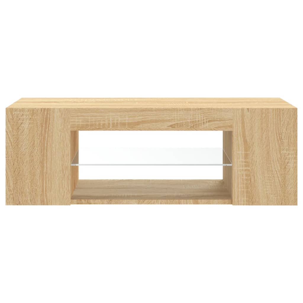 Tv-Meubel Met Led-Verlichting 90X39X30 Cm Kleurig Sonoma eiken