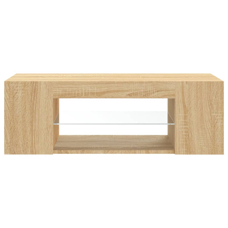 Tv-Meubel Met Led-Verlichting 90X39X30 Cm Kleurig Sonoma eiken