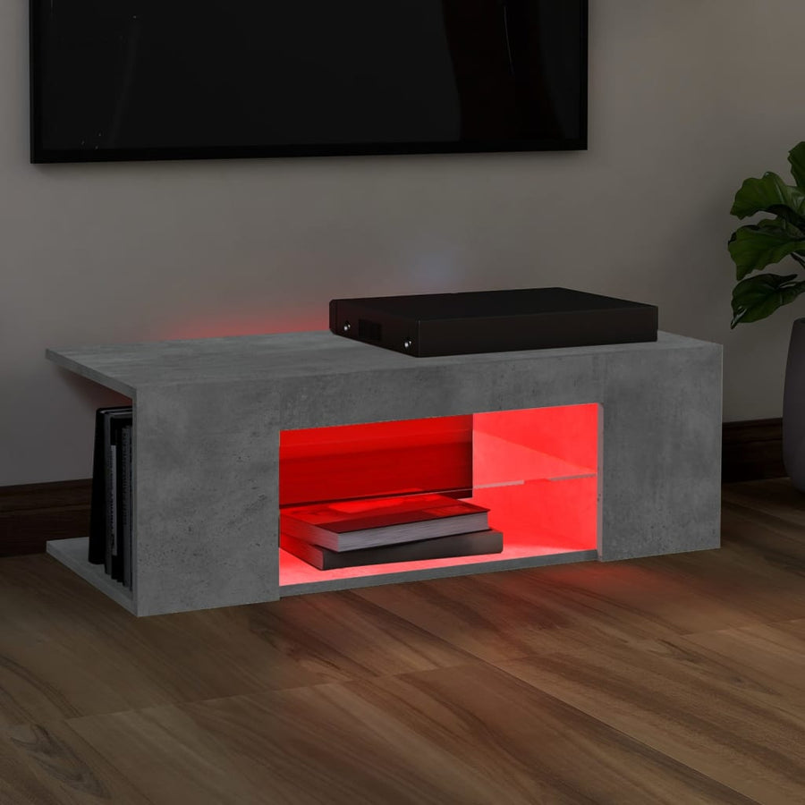 Tv-Meubel Met Led-Verlichting 90X39X30 Cm Betongrijs