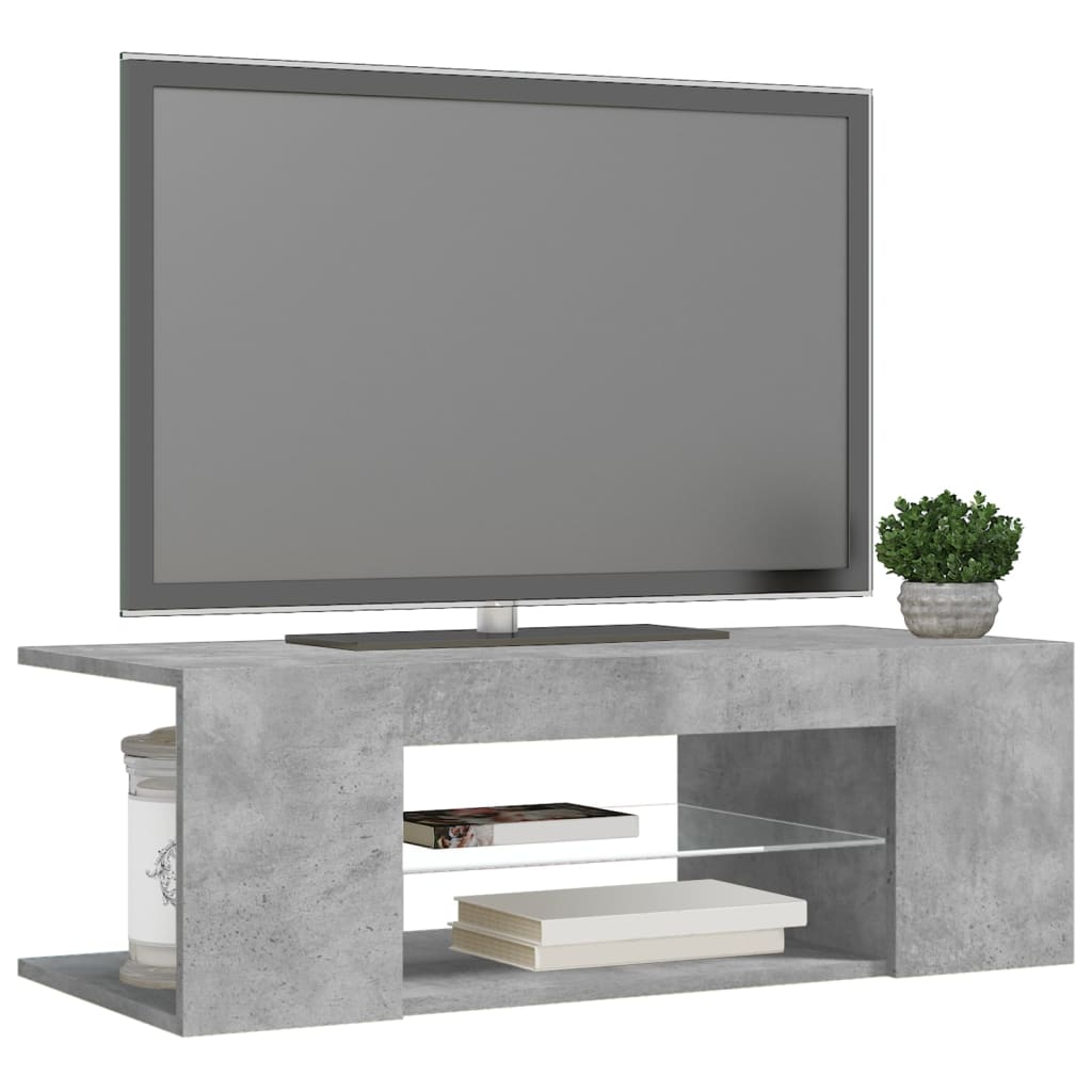 Tv-Meubel Met Led-Verlichting 90X39X30 Cm Betongrijs