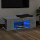 TV cabinet with LED lighting 90x39x30 cm concrete gray