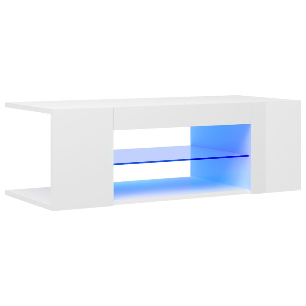 Tv-Meubel Met Led-Verlichting 90X39X30 Cm Hoogglans wit
