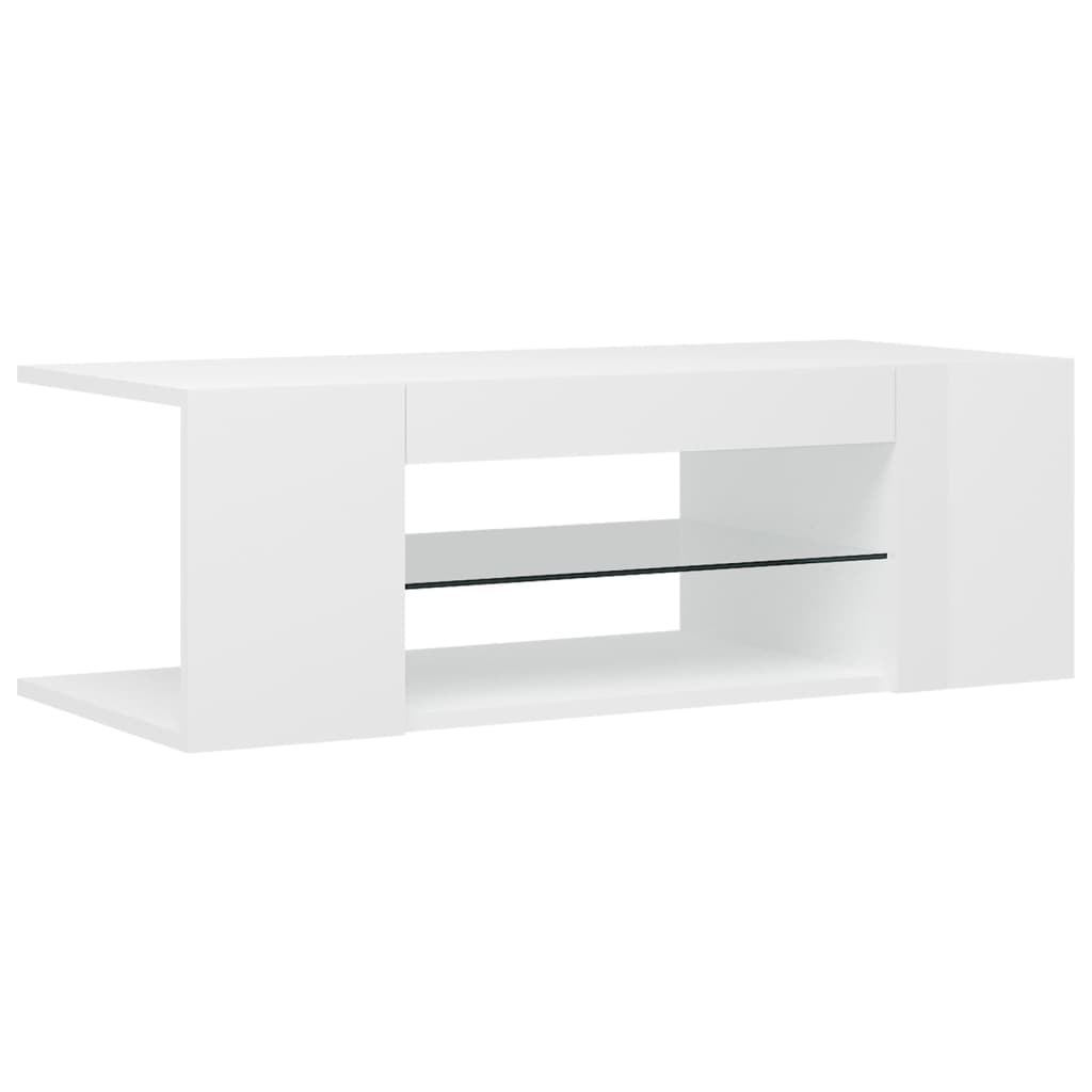 Tv-Meubel Met Led-Verlichting 90X39X30 Cm Hoogglans wit