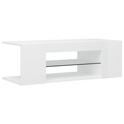 Tv-Meubel Met Led-Verlichting 90X39X30 Cm Hoogglans wit