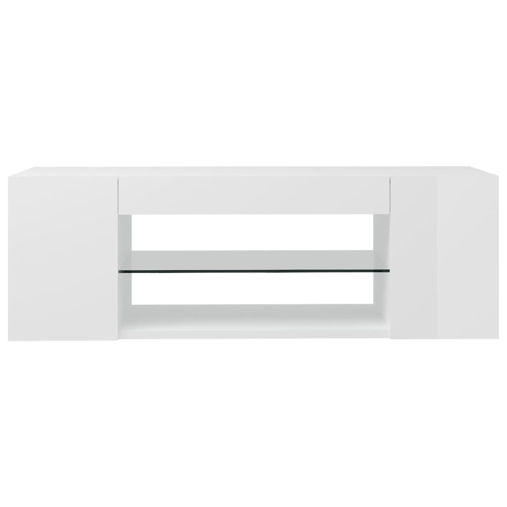 Tv-Meubel Met Led-Verlichting 90X39X30 Cm Hoogglans wit
