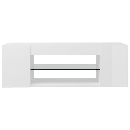 Tv-Meubel Met Led-Verlichting 90X39X30 Cm Hoogglans wit