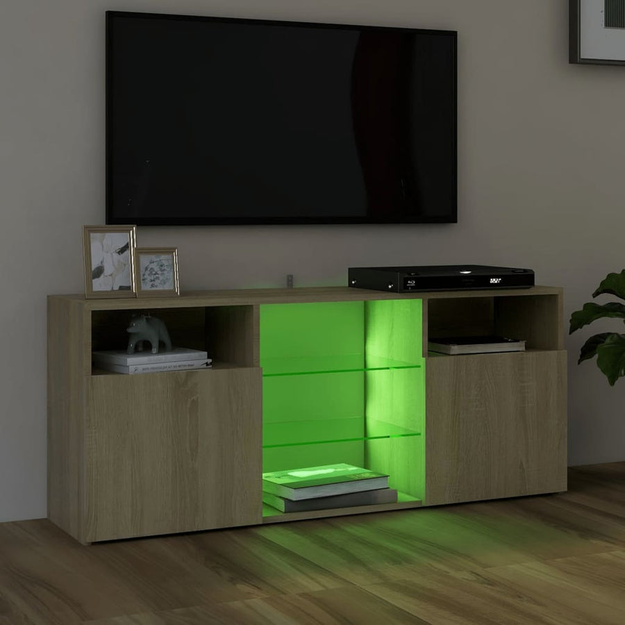 Tv-meubel met LED-verlichting 120x30x50 cm sonoma eikenkleurig Sonoma eiken
