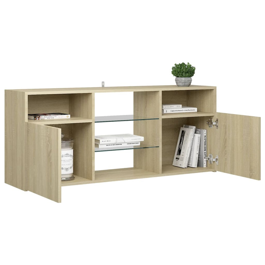Tv-meubel met LED-verlichting 120x30x50 cm sonoma eikenkleurig Sonoma eiken