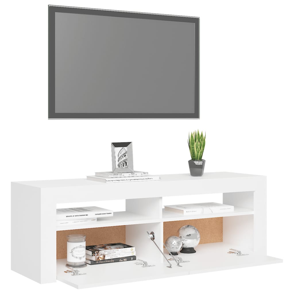 Tv-meubel met LED-verlichting 120x35x40 cm wit Wit