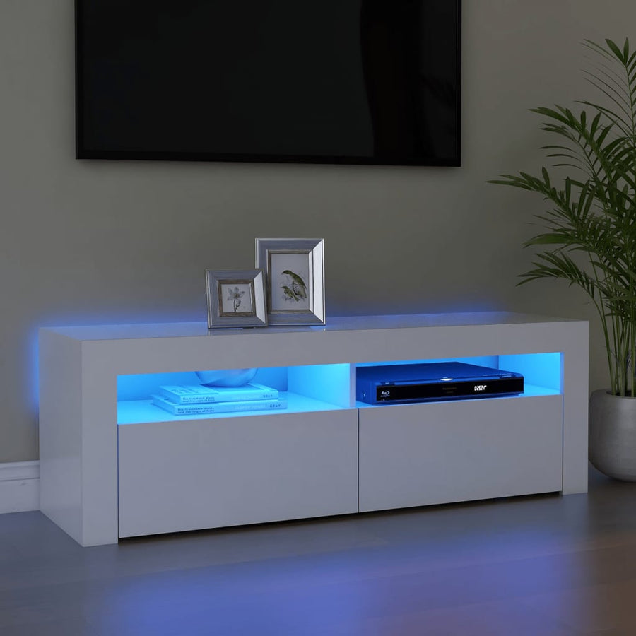 Tv-meubel met LED-verlichting 120x35x40 cm wit Wit