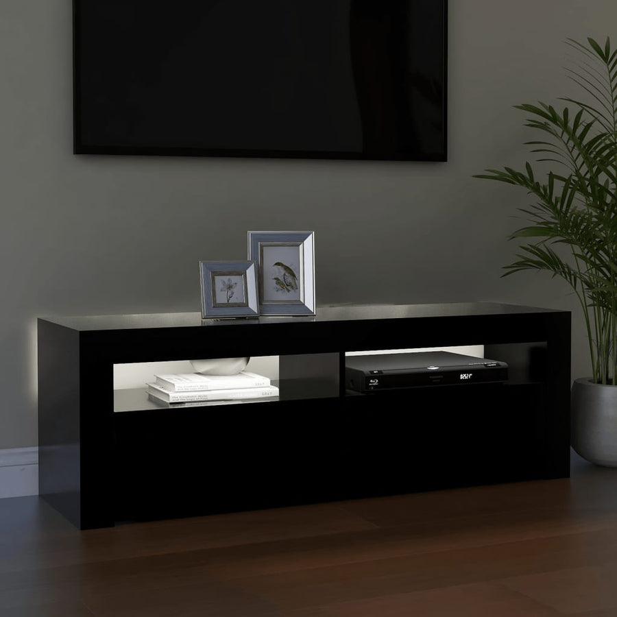 Tv-meubel met LED-verlichting 120x35x40 cm zwart Zwart