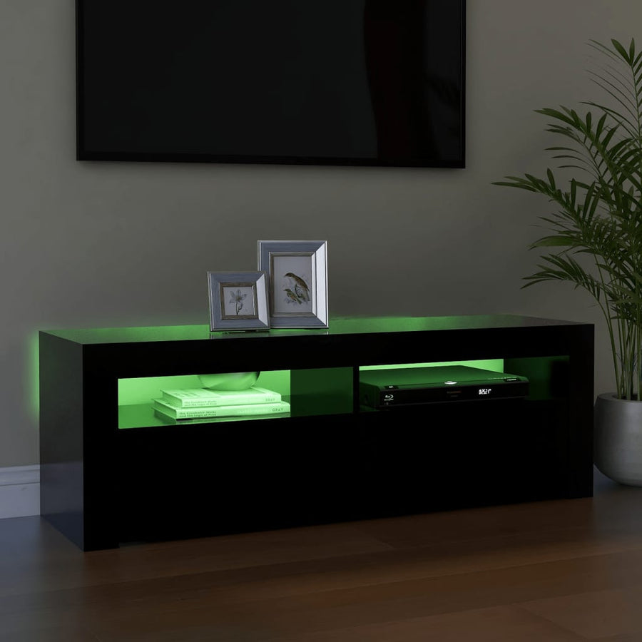 Tv-meubel met LED-verlichting 120x35x40 cm zwart Zwart