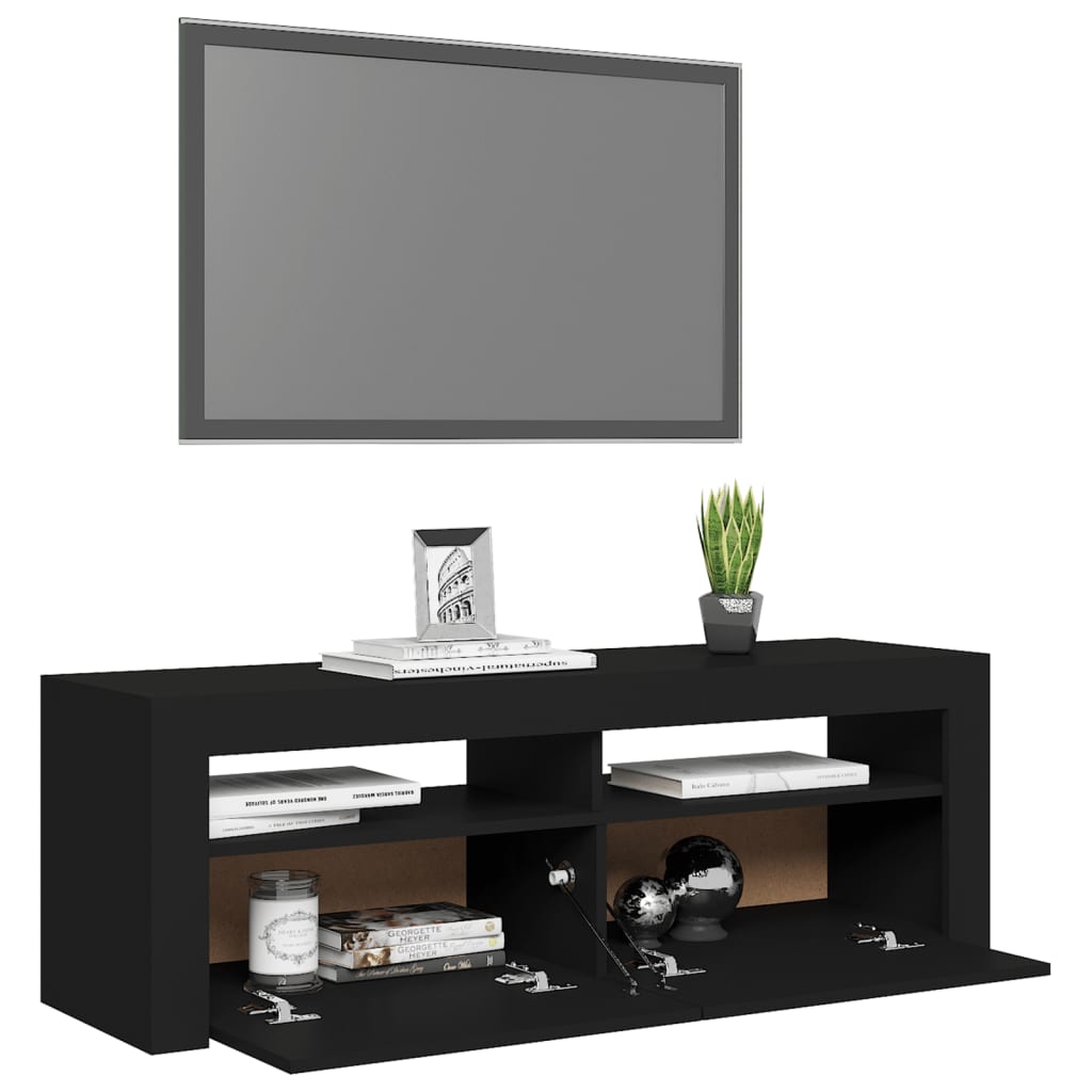Tv-meubel met LED-verlichting 120x35x40 cm zwart Zwart