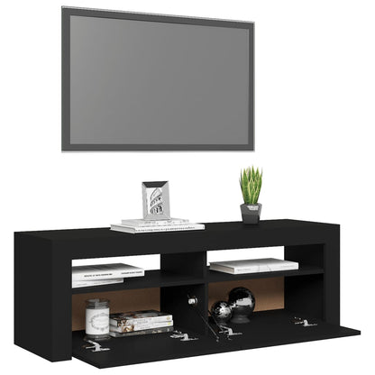 Tv-meubel met LED-verlichting 120x35x40 cm zwart Zwart