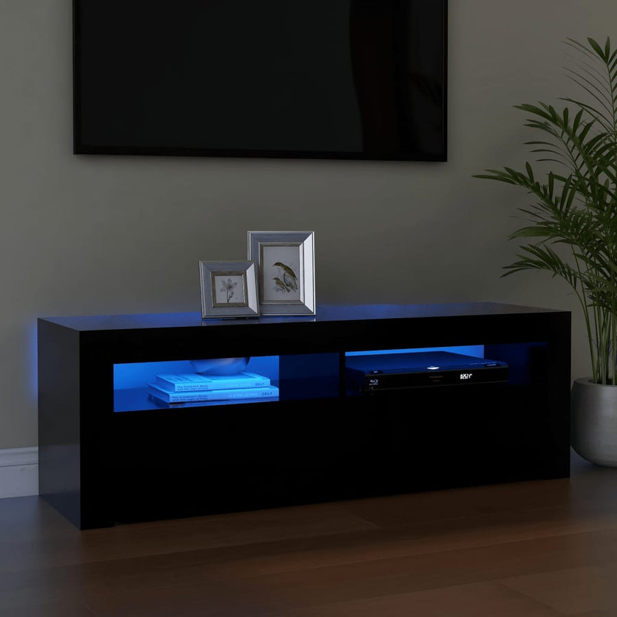 Tv-meubel met LED-verlichting 120x35x40 cm zwart Zwart